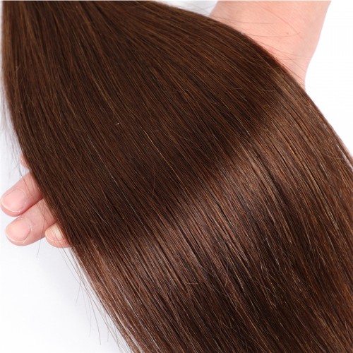 #4 Chocolate Brown Natural Straight Brazilian Human Hair Bundles | Human Hair Wig | Lace Front